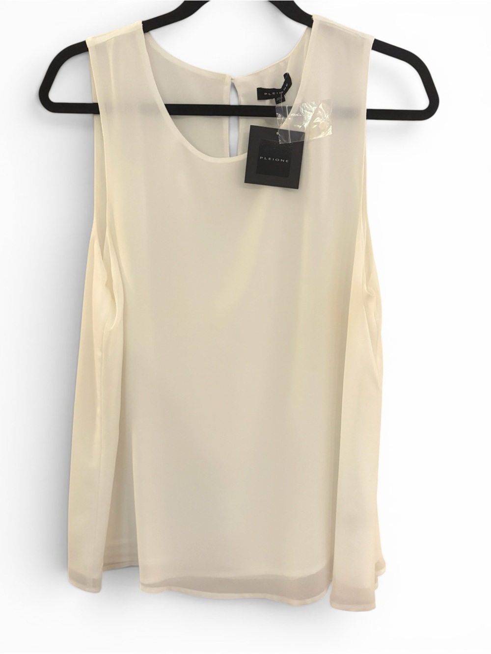 NWT Pleione Ivory Sleeveless Chiffon Blouse Size XL - Picture 3 of 12
